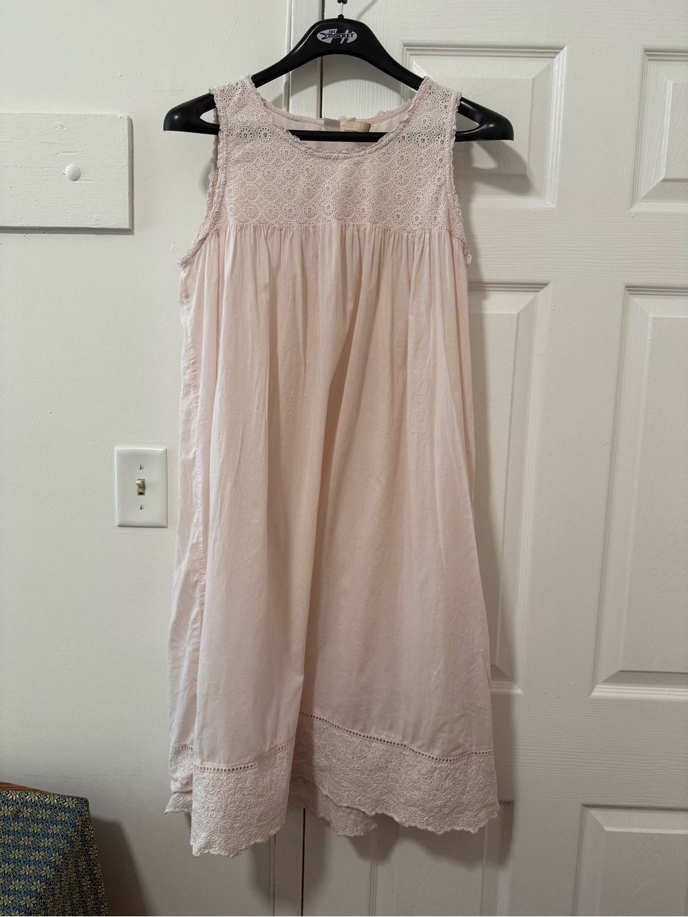 ZARA HOME Light Pink Lace Embroidered Sleeveless Night Dress/Gown Cotton M